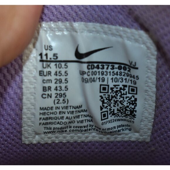 Nike React Vision Gravity Men's Shoes Size 11.5 Purple Athletic Sneakers 2020 - Picture 10 of 10